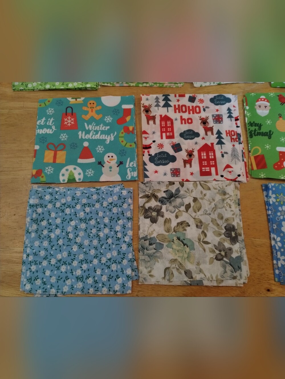 50 Piece Mixed Fabric Squares Bundle 4x4 Christmas Floral Polka Dot Quilt Scrap - Picture 6 of 6